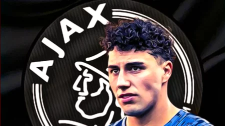 Jorge Sánchez y escudo del Ajax
