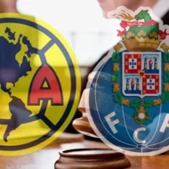 Escudos del América y el Porto sobre un tribunal